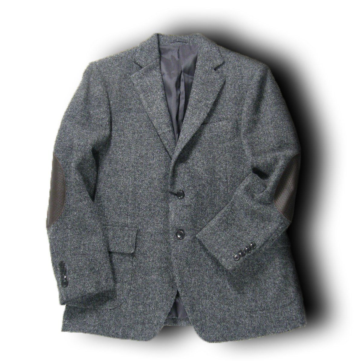 gotairiku × Harris Tweed 五大陸 × ハリスツイード 牛革 エルボーパッチ付き ジャケット グレー ｜ 秋冬