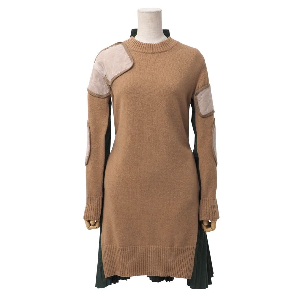 サカイ sacai ワンピース ニット ひざ丈 長袖 シフォン 花柄 1 紺 ピンク /NT30 サカイラック sacai luck ワンピース ニット コクーン ひざ丈 シャツ