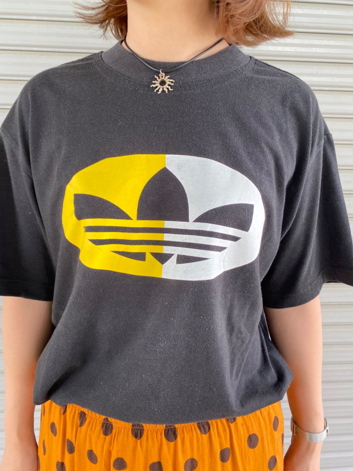 【90's】adidas ロゴプリントT ブラック　M アディダス USA古着　トレフォイル　サッカー