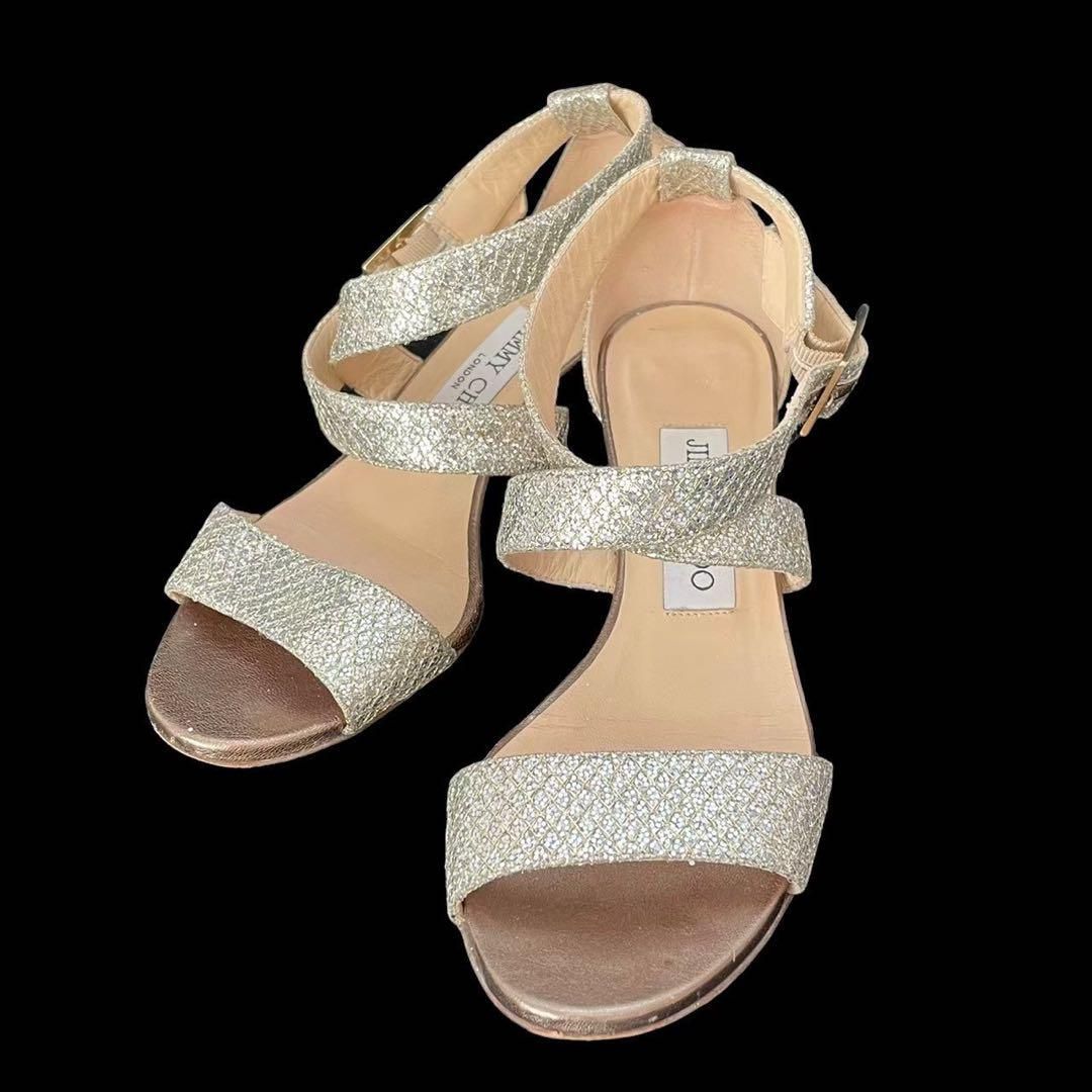 JIMMY CHOO ジミーチュウ クロスストラップサンダル シルバー
