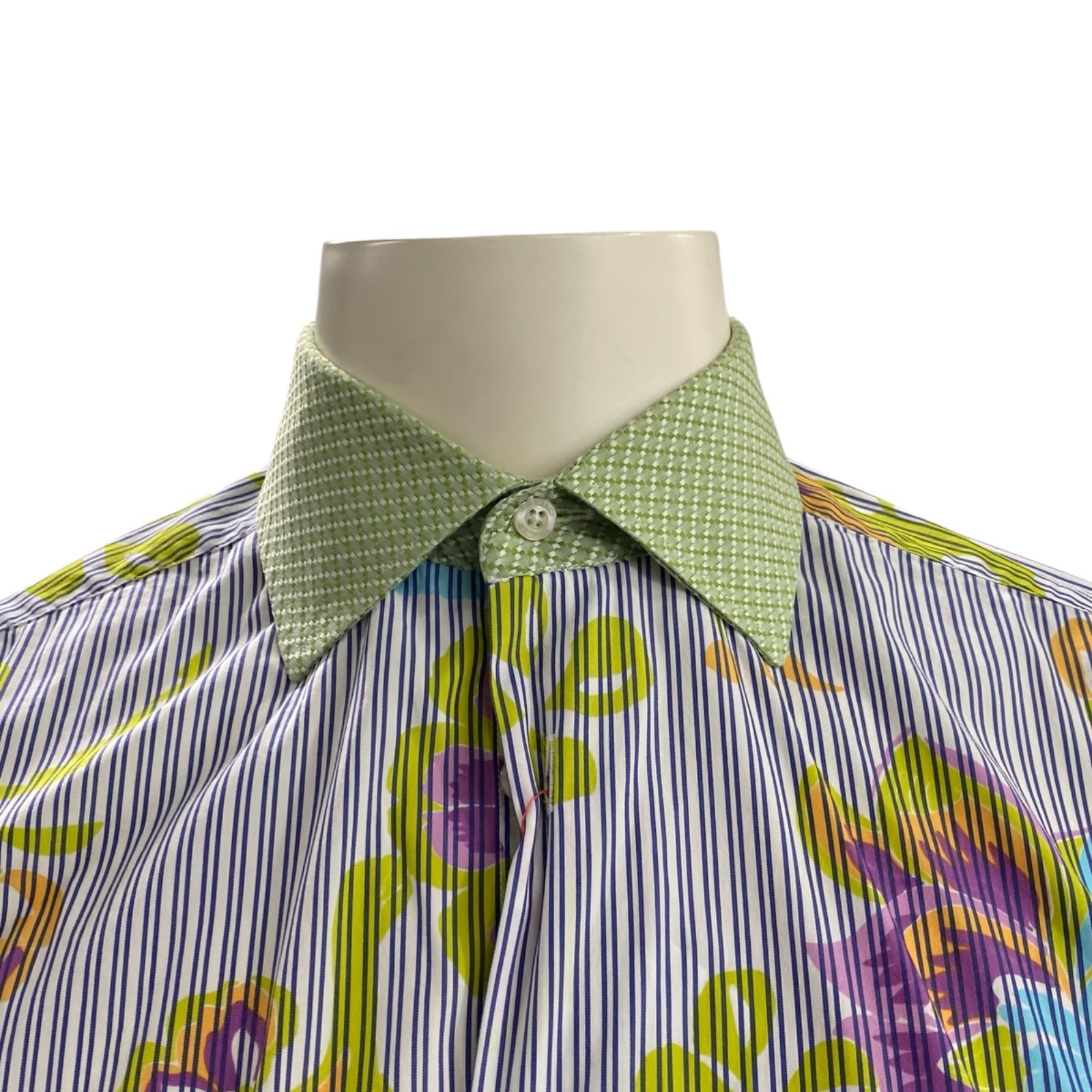 美品 エトロ ETRO Yシャツ シャツ トップス 長袖 コットン ストライプ 