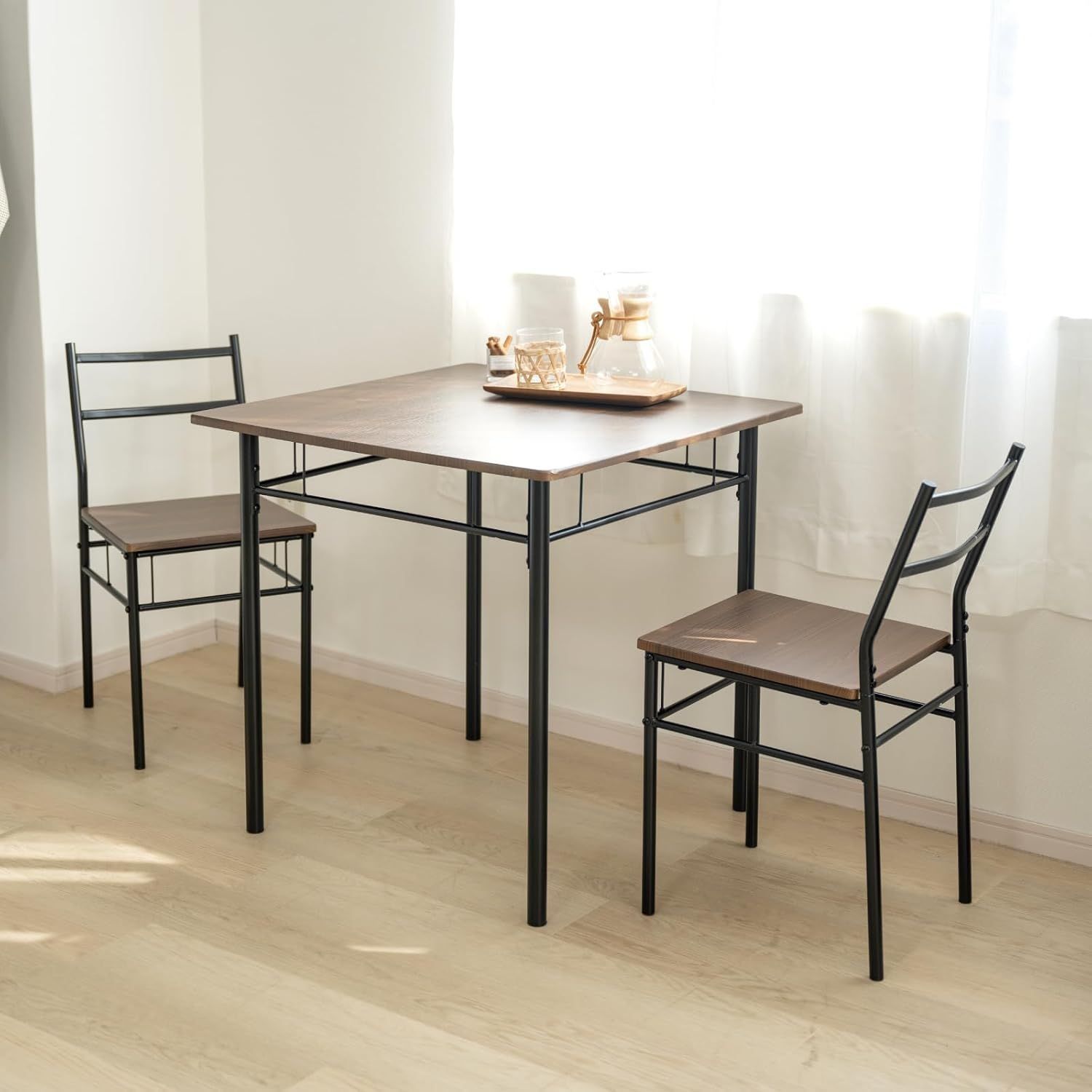 ブラックフライデー10～20％オフ ダイニングテーブルセット 3点 セット 2人 ダイニングチェア 2脚セット ダイニングセット 北欧 家具 食卓テーブル 木目調 インテリア ウォールナット tks yy 198