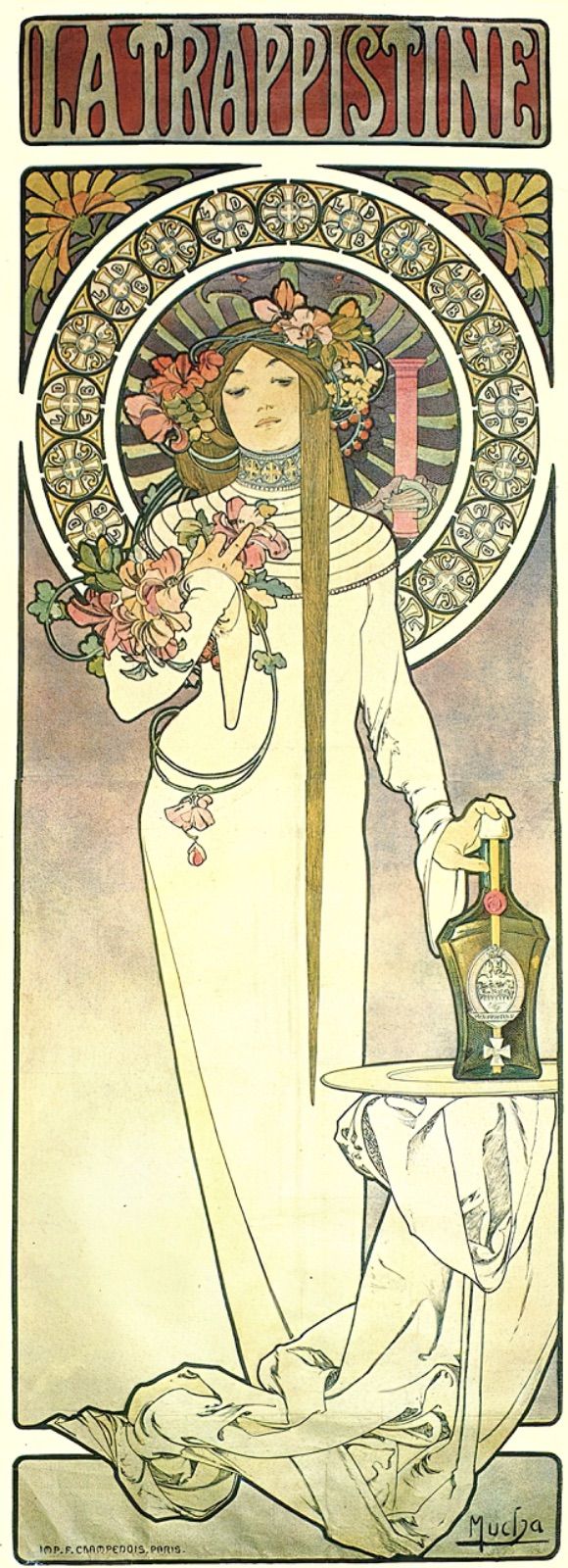 ミュシャ 『ラ・トラピスティーヌ』 リトグラフ 1939年 20x55cm 複製画