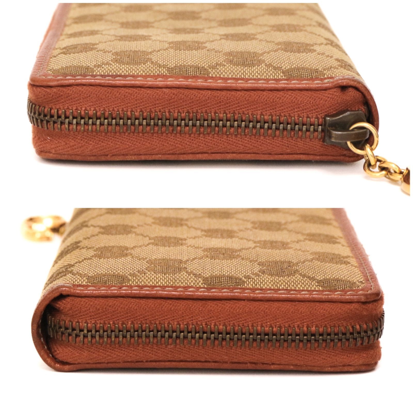 GUCCI　グッチ　GGキャンバス 長財布　ブラウン　オレンジ GUCCIグッチGGキャンバス 長財布ブラウンオレンジ