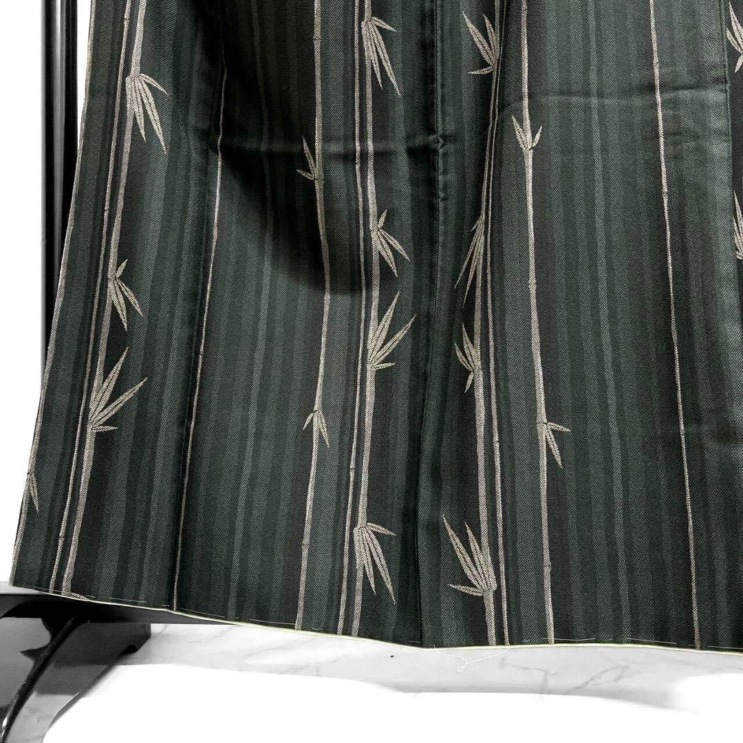 未着用 作家もの 小紋 縦縞 臈間道 グリーン たたき染め 着物 021a d