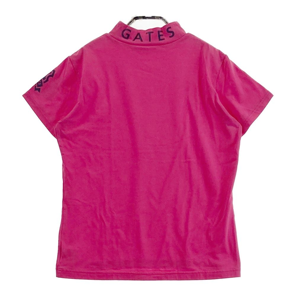 サイズ：2 PEARLY GATES パーリーゲイツ  ハイネック半袖Tシャツ ボーダー柄 ネイビー系 [240101449911] ゴルフウェア レディース ストスト PEARLY GATES パーリーゲイツ ハイネック半袖Tシャツ ボーダー柄