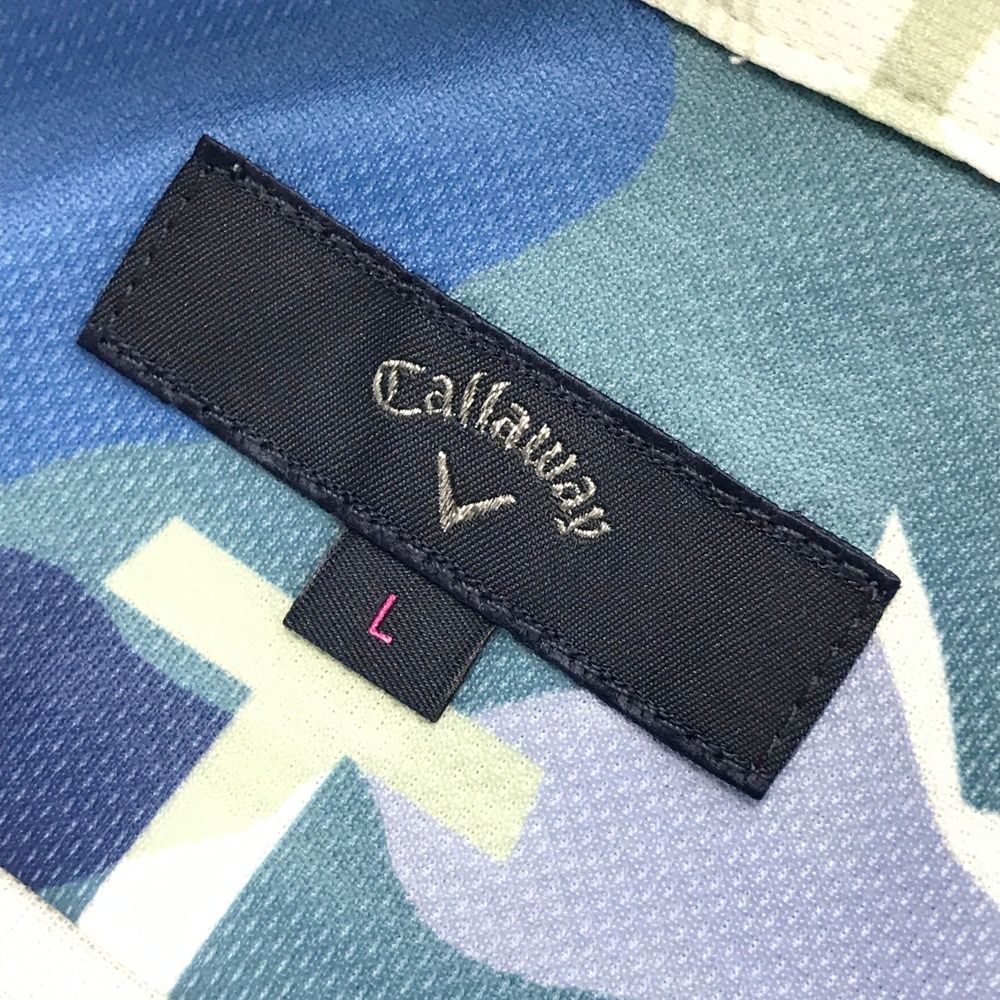 サイズ：L CALLAWAY キャロウェイ  半袖ポロシャツ 花 総柄 ホワイト系 [240101417944] ゴルフウェア レディース ストスト サイズ：L CALLAWAY キャロウェイ 半袖ポロシャツ 花 総柄