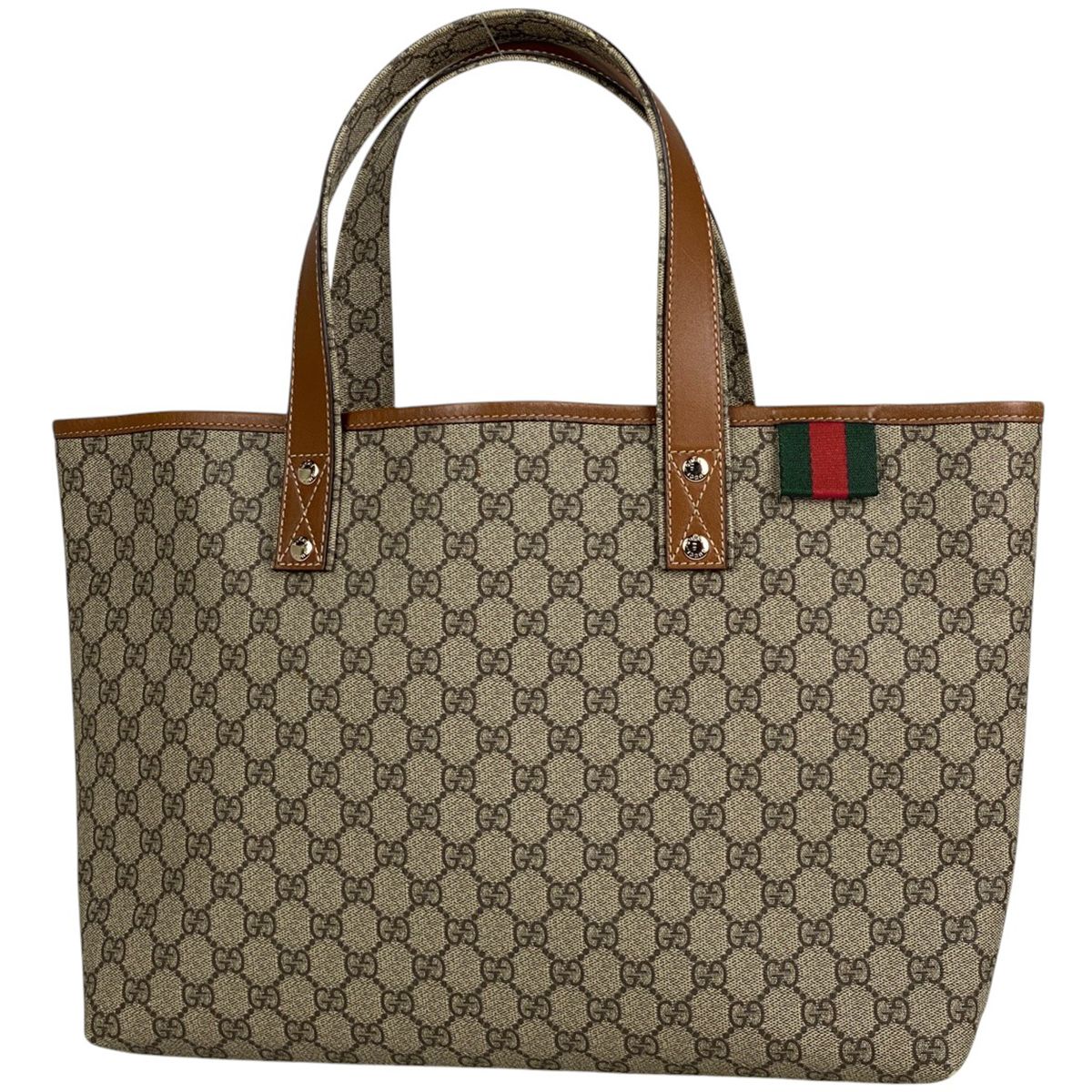 グッチ GUCCI GG柄 トートバッグ シェリーライン ウェブ トートバッグ コーティングキャンバス ブラウン 211134 レディース