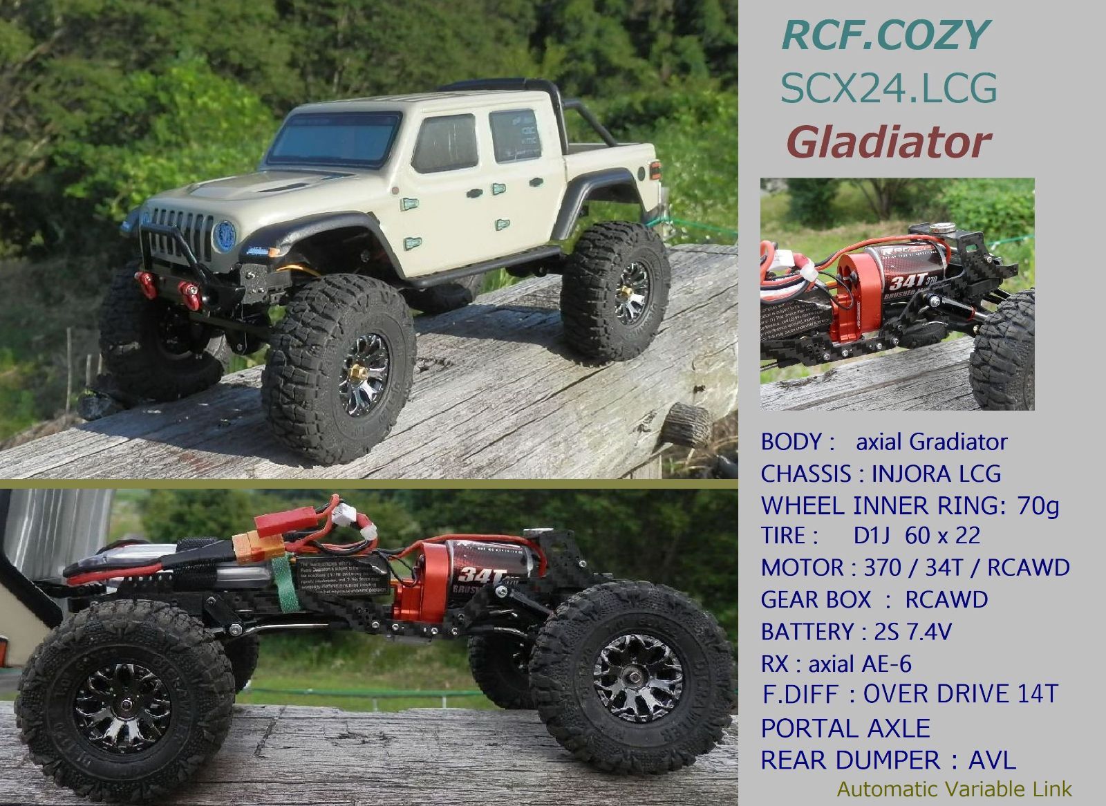 INJORA LCG クローラー カーボン シャーシキット / SCX24 Jeep