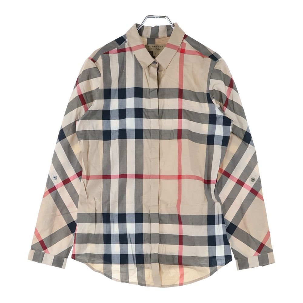 BURBERRY バーバリー ノバチェック総柄 比翼ボタン コットン 長袖シャツ ベージュ 3918091