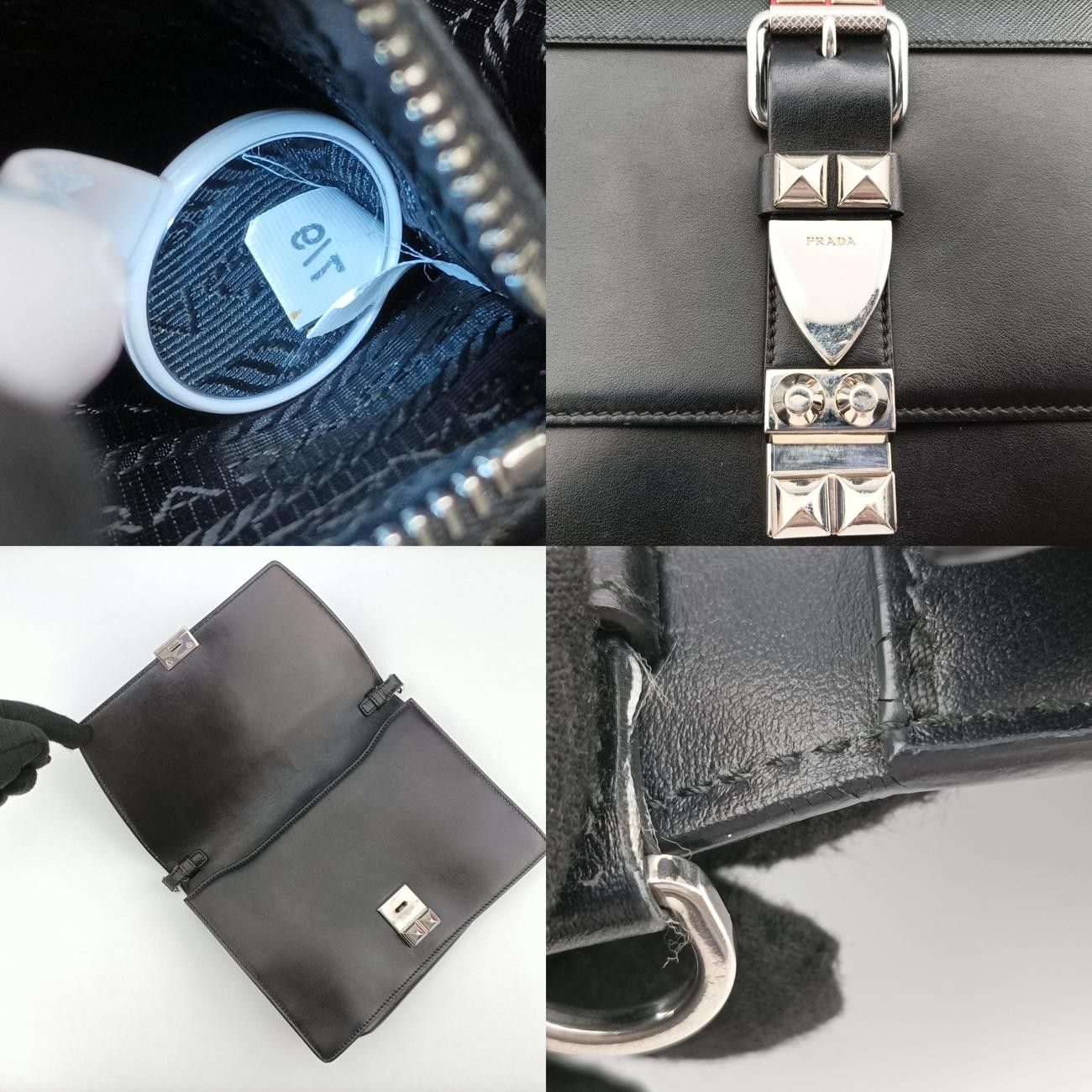 PRADA　エレクトラ　ブラックスタッズ　バック 極美品 PRADA プラダ エレクトラ スタッズ ショルダーバッグ