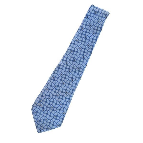 【中古】 シャネル CHANEL ネクタイ ココマーク ライトブルー ホワイト ブラック シルク 100% 07H1545