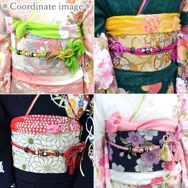 新品未使用品‼️ かわいい‼️桜玉‼️振袖用飾り付き　帯締め　成人式に‼️日本製 紫 新品‼️ かわいい‼️桜玉‼️振袖用飾り付き 帯締め 成人式に‼️
