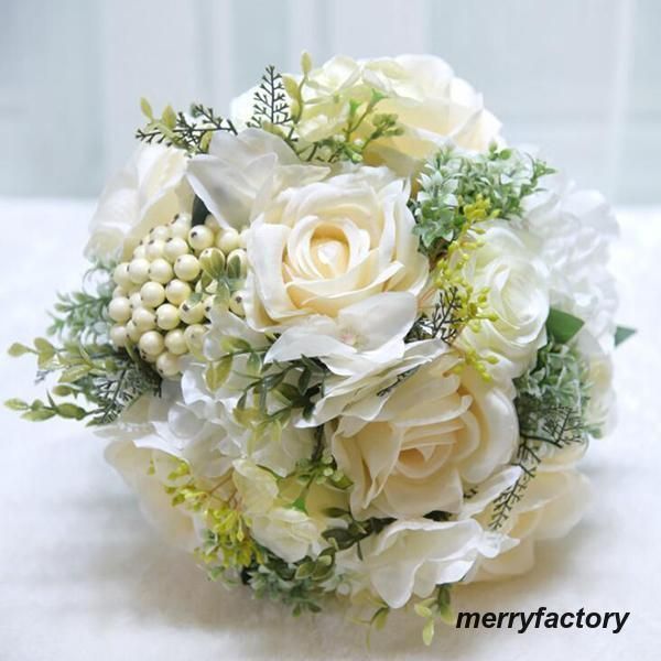 ◆ウエディングブーケ ブートニア 手首の花 花束 花飾り 結婚式 バラ造花 成品 ウェディング用 アレンジメント 花嫁 披露宴 手作りブライダ