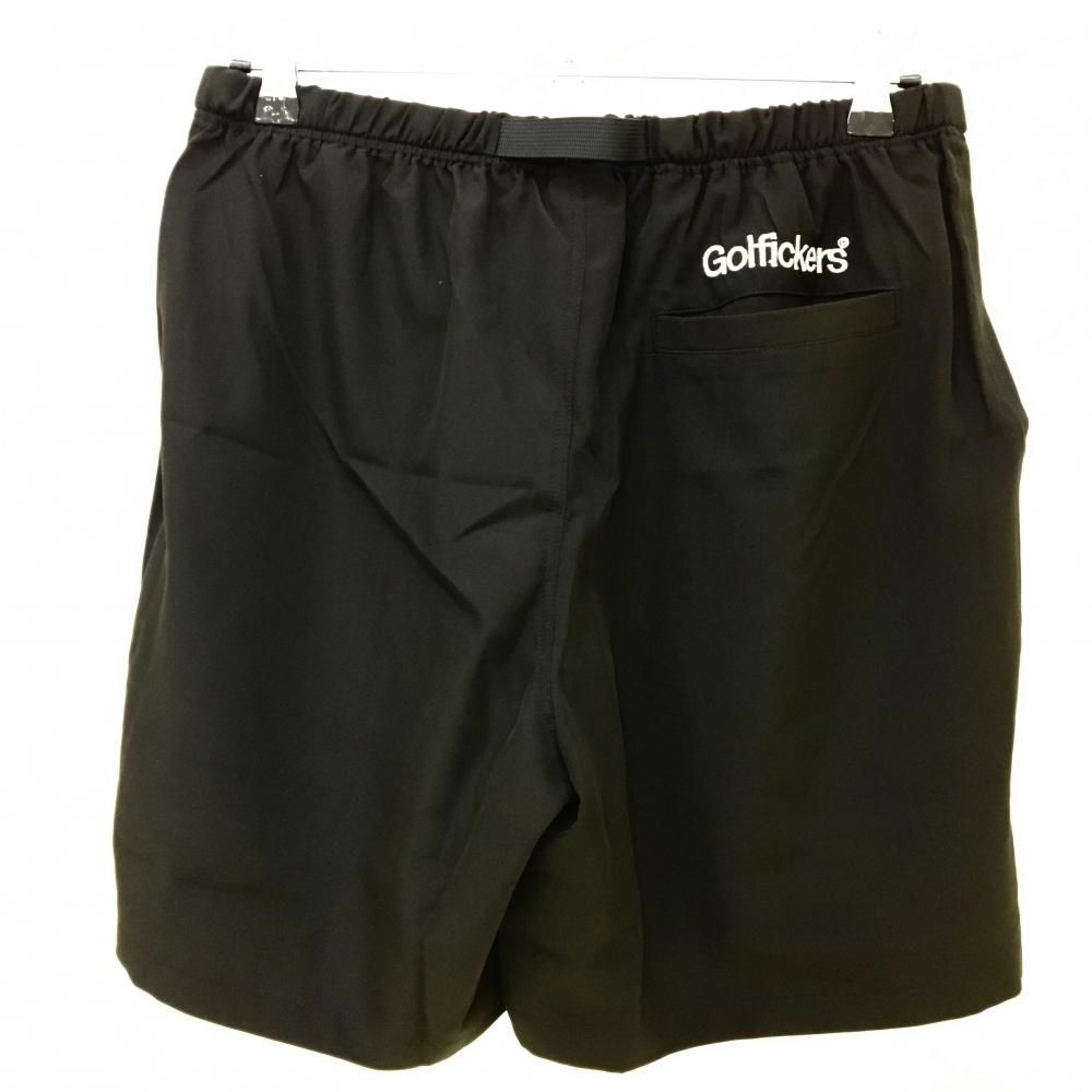 新品】ゴルフィッカーズ ハーフパンツ 黒×白 裾ロゴ刺しゅう