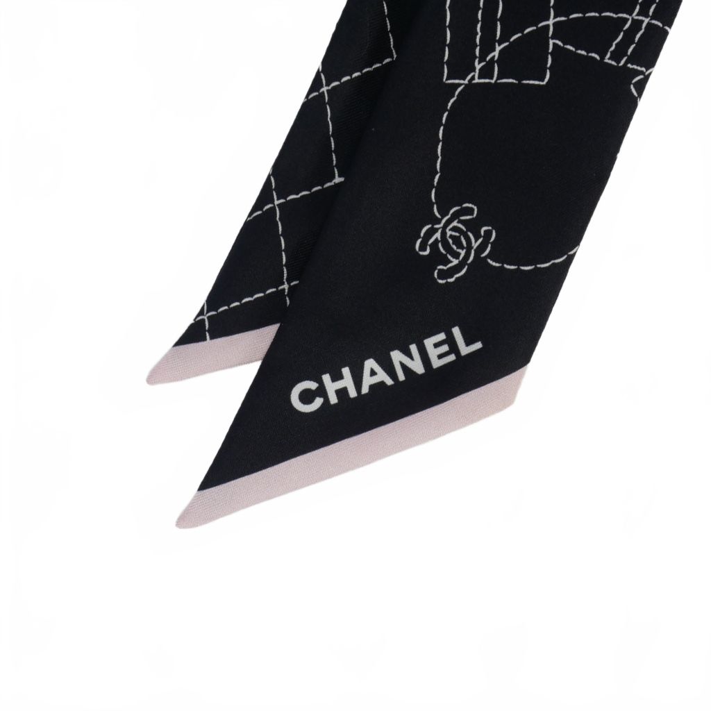 CHANEL シルクスカーフ ブラック CCロゴ G-DRAGON着用!【CHANEL】CCロゴ スカーフ (CHANEL/スカーフ
