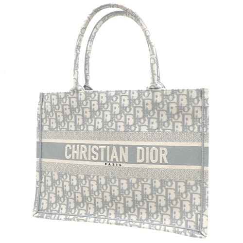 Christian Dior(クリスチャンディオール) トロッター BOOK TOTE ミディアムバッグ トート ハンド オブリーク エンブロイダリー  キャンバス グレー アイボリー M1296ZRIW_M932 40802050315【中古】【アラモード】