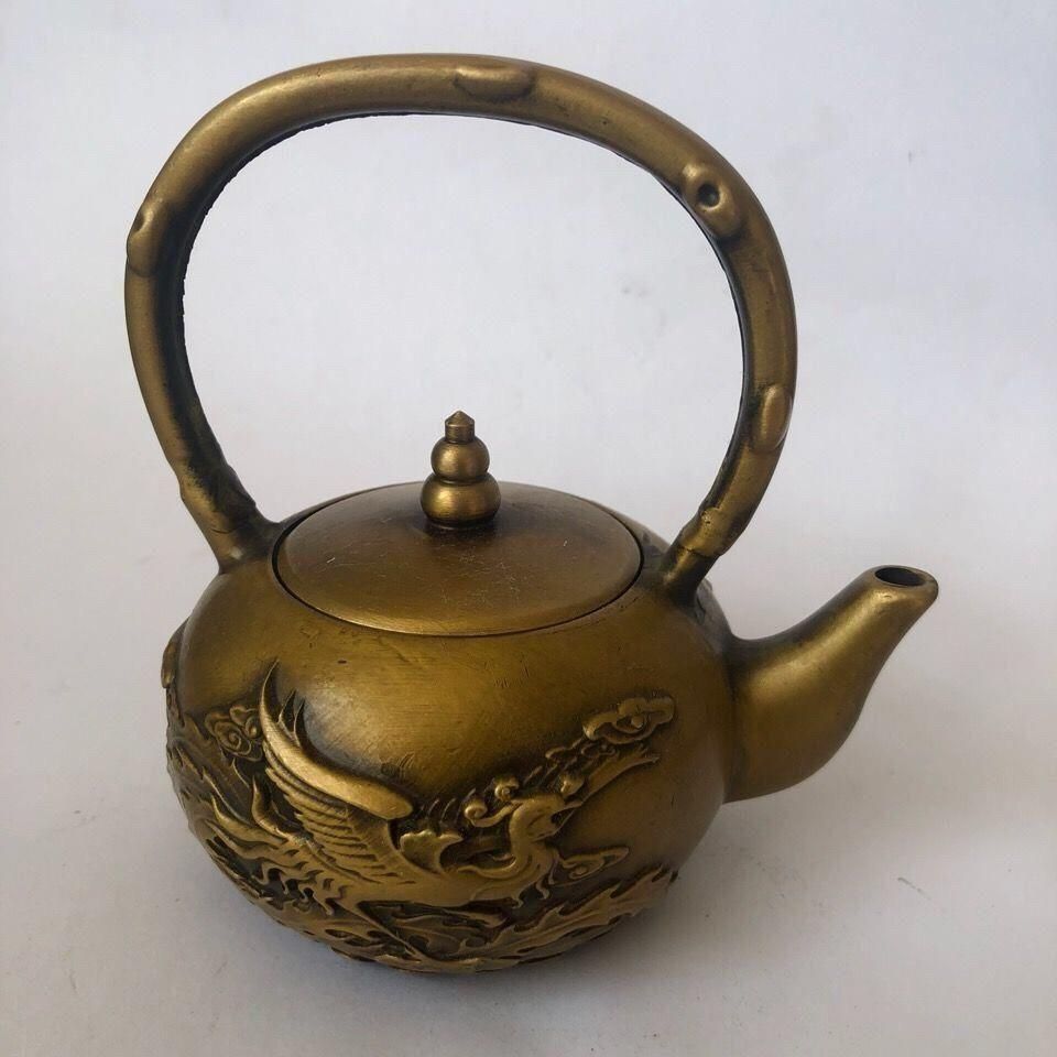 銅製 龍鳳茶壺 徳利 茶道具 装飾品 工芸品 置物 - メルカリ