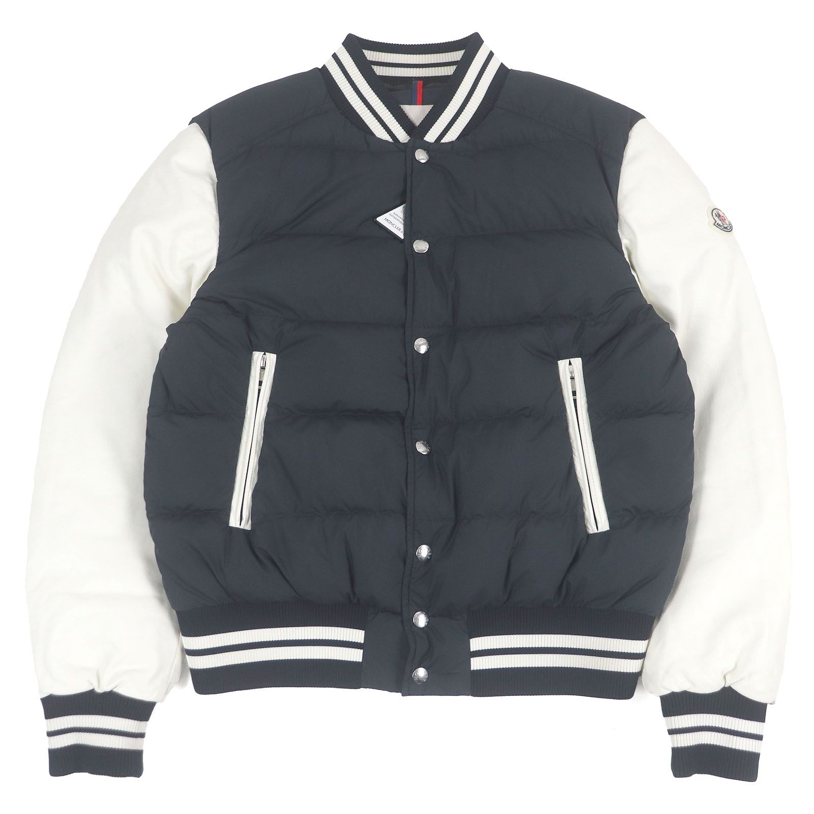 モンクレール MONCLER★BAIRON★ブラック★サイズ3★ 良品□MONCLER モンクレール VENTOUX 22-23AW 袖ラムレザー ロゴ
