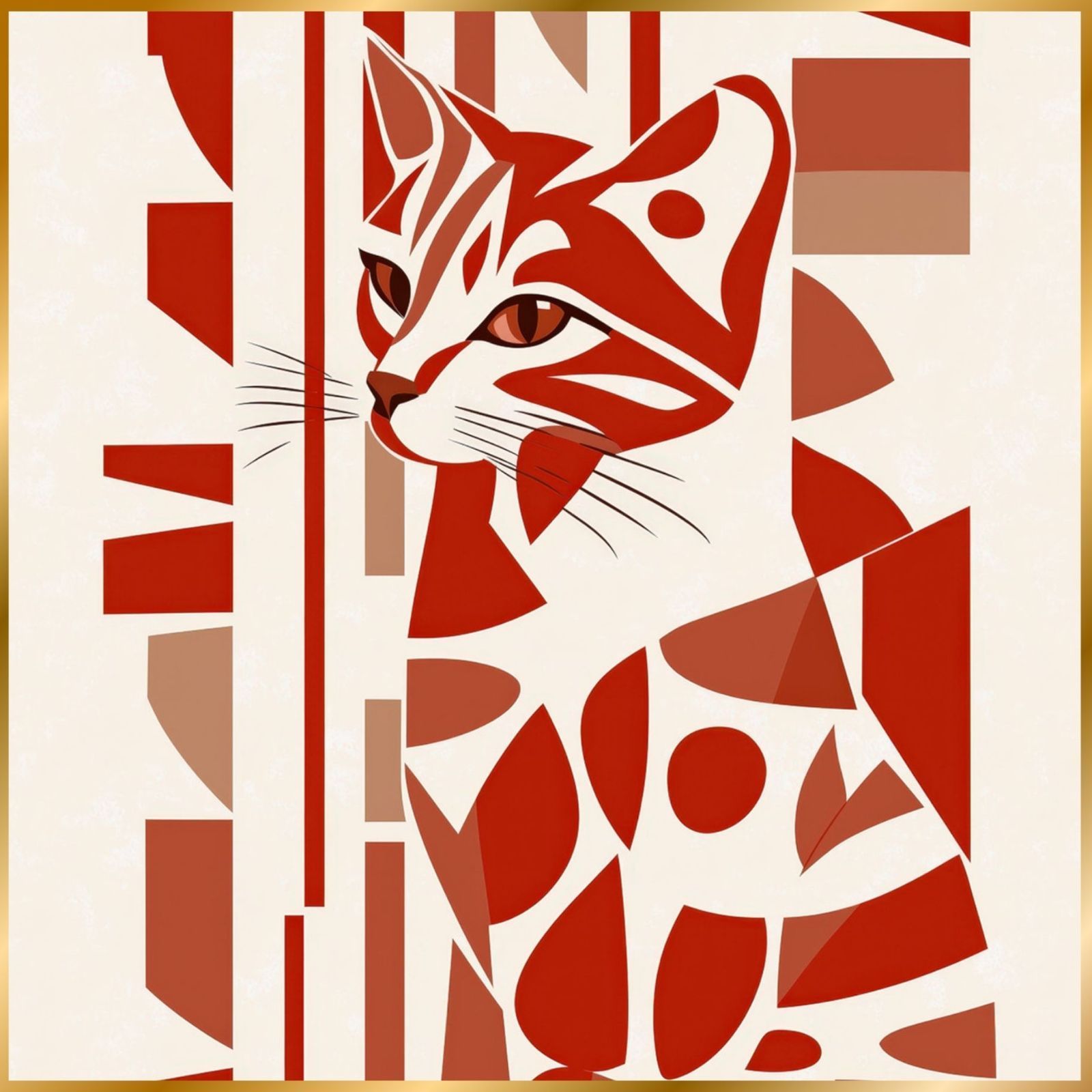 Red Passion - ベンガルキャット No.2 ミニマリスト ミニマリズム シンプル インテリアアート ペットロス 記念日 アートポスター 猫の絵 猫のイラスト ギフト プレゼント