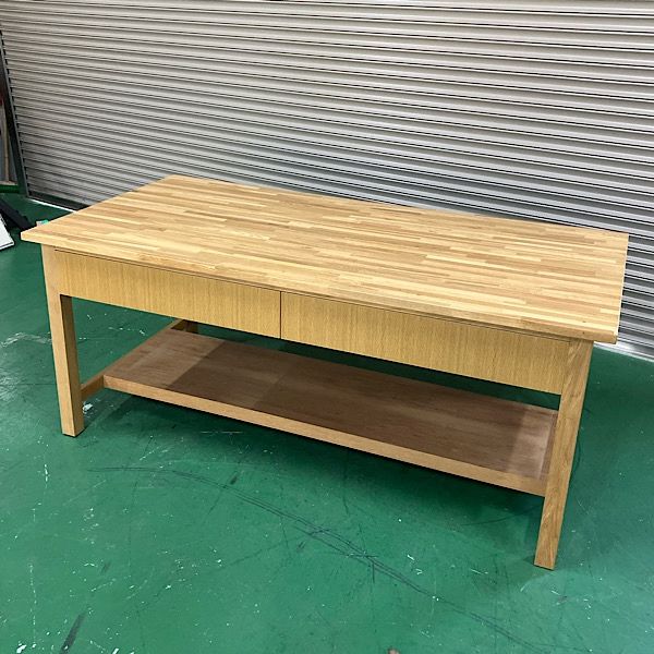 展示品 作業台 ワークテーブル 木製 収納付 天然木 1800×900 完成品 ●112106