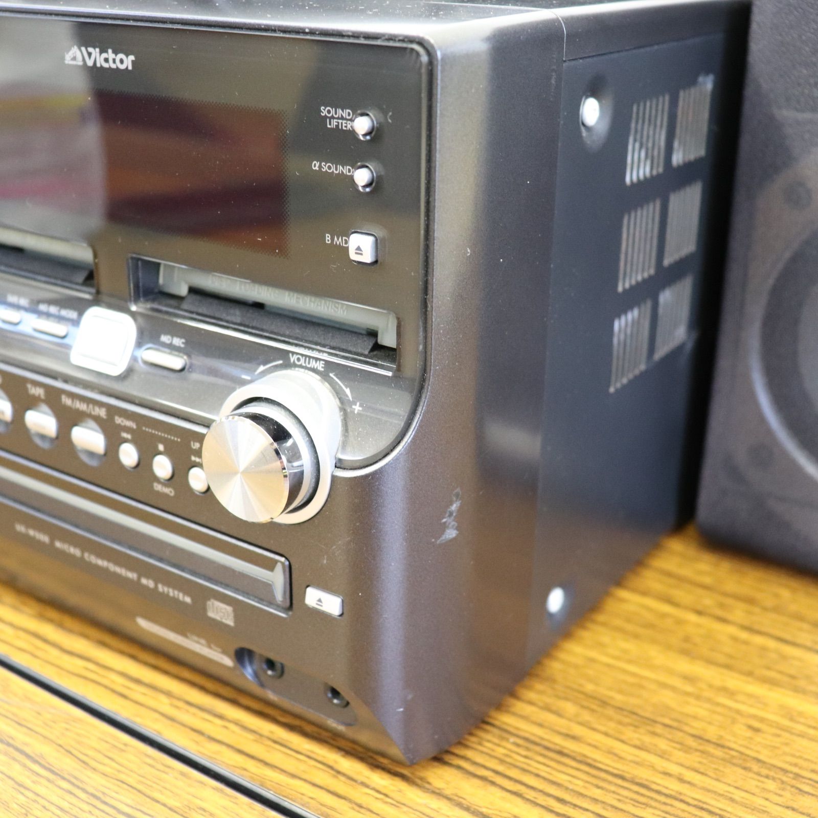 美品】Victor ビクター CD/MDコンポ CA-UXW500-B スピーカー 黒