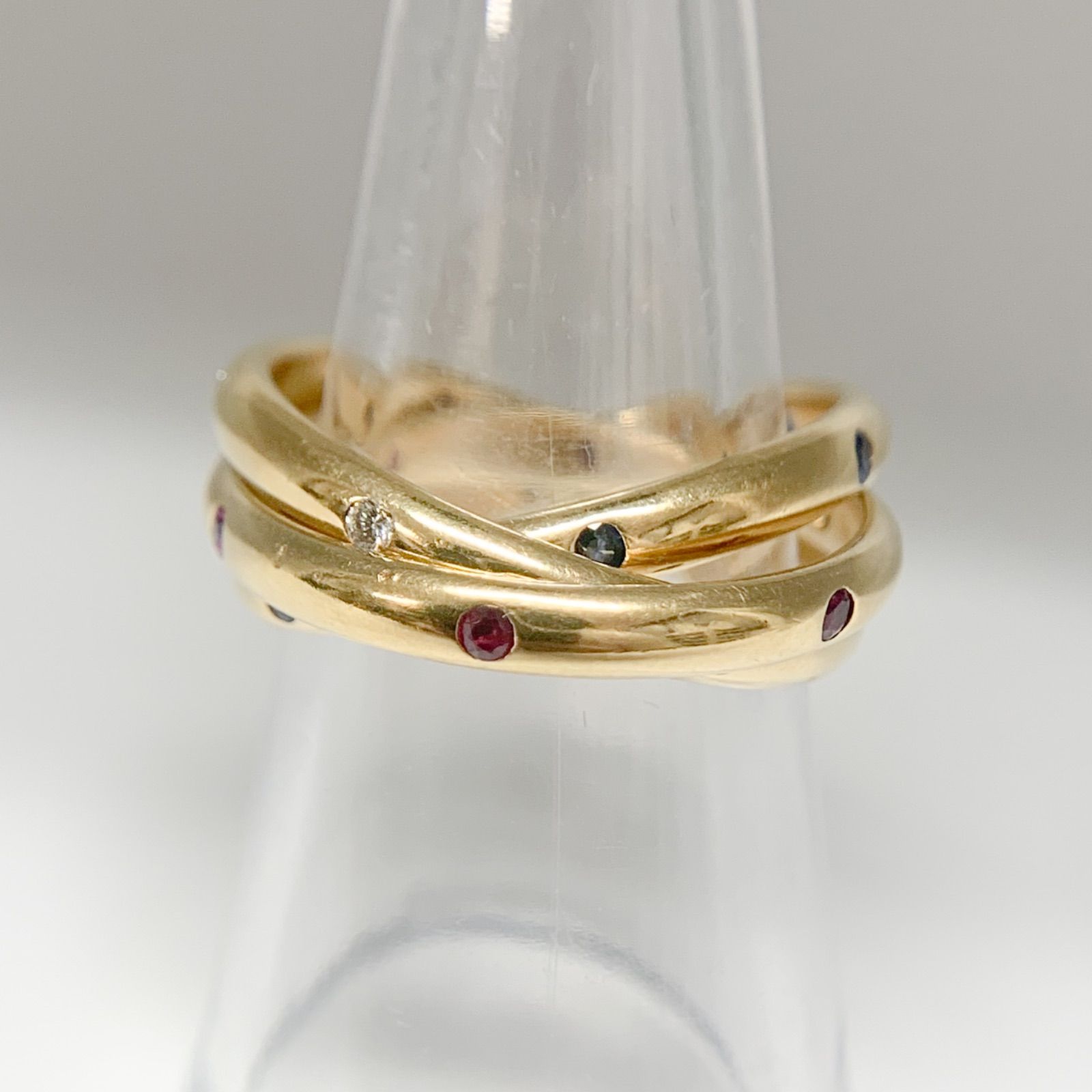 中古】CARTIER カルティエ トリニティリング ルビー サファイア 
