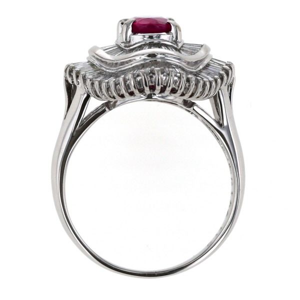 Pt900 プラチナ リング ビルマ産 ルビー 1.04ct ダイヤモンド 1.10ct 