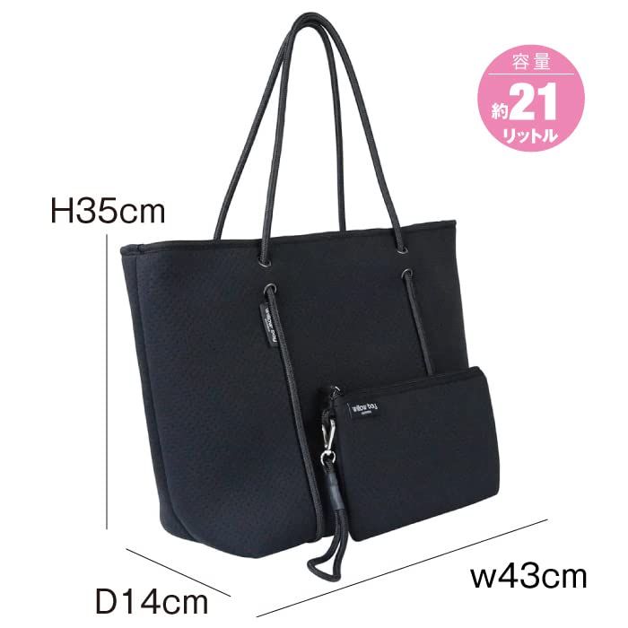 Willow Bay レディース トートバッグ ブティック ネオプレーンジップ プールバッグ ビーチバッグ ジムバッグ マザーズバッグ 通勤バッグ ポーチ付 肩掛け 耐水 ポーチ ダブルハンドル ファスナー開閉 ネオプレン 旅行 ONESIZE ホワイ