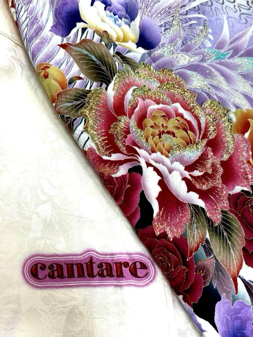 cantare ブランド振袖 ラメ刺繍 薔薇 紋意匠 身丈170cm 撥水加工済