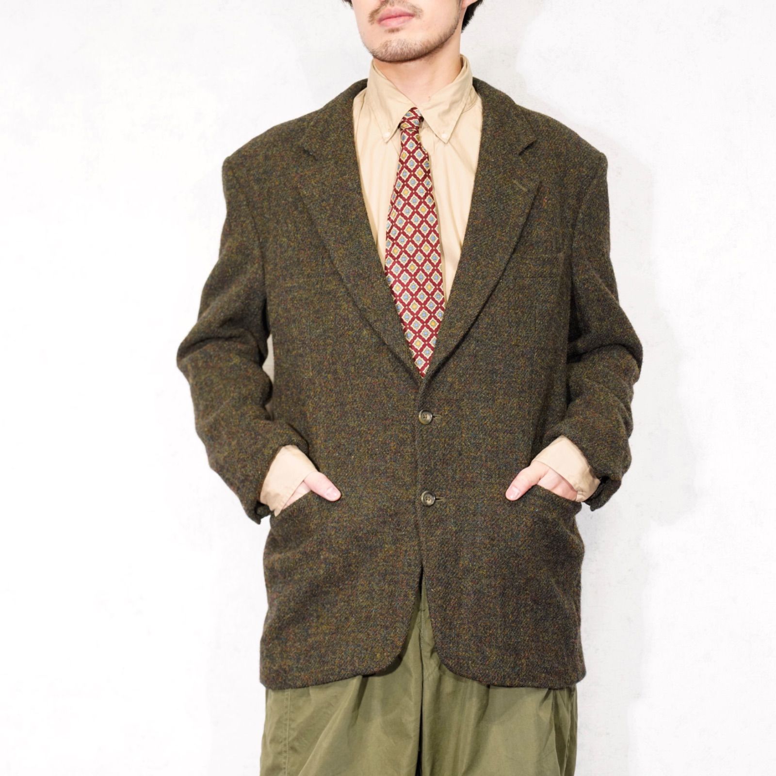 EU VINTAGE Harris Tweed MIX TWEER DESIGN TAILORED JACKET 