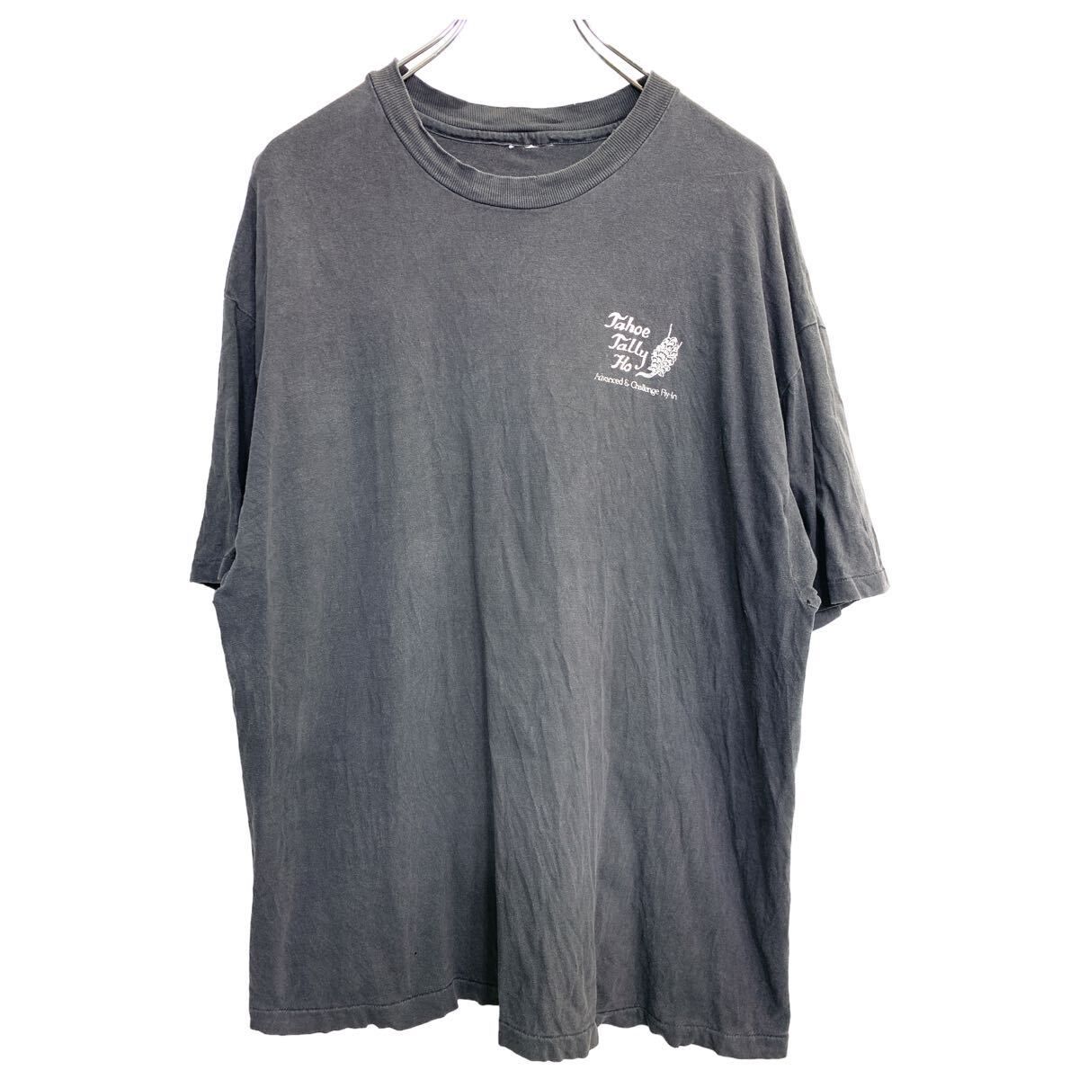 半袖 プリント Tシャツ XLサイズくらい シングルステッチ ブラックグレー 古着卸 アメリカ仕入 t2407-3182