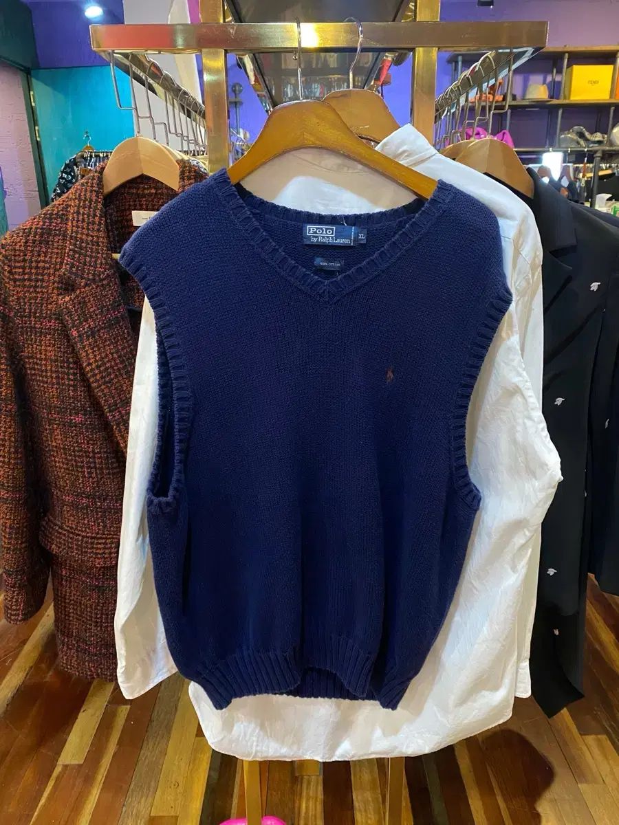 ポロ ラルフローレン 正規品 ネイビー ニット ベスト XL