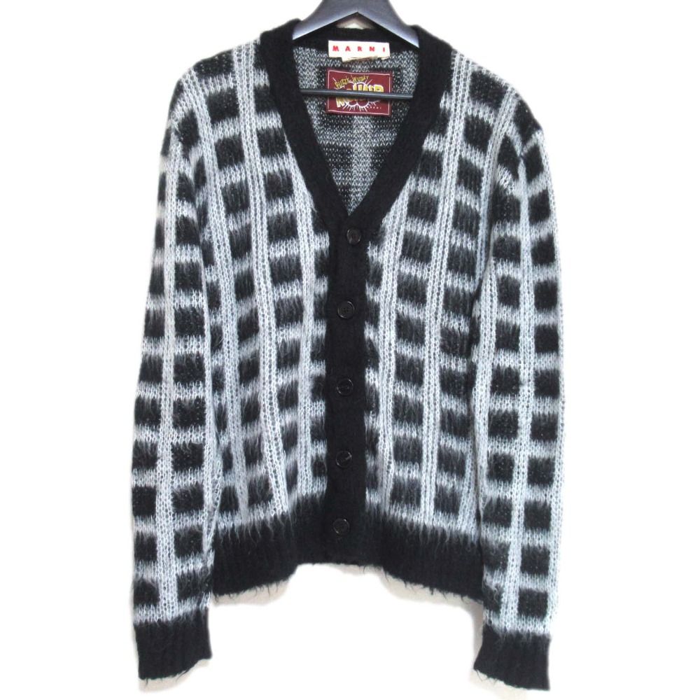 美品 クリーニング済 23AW MARNI マルニ チェック柄 Vネック 長袖
