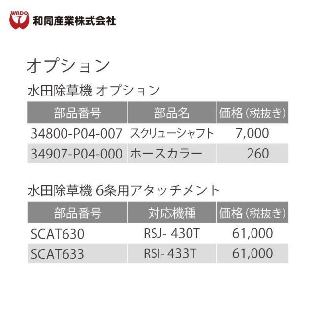 水田除草機オプション品 スクリューシャフト