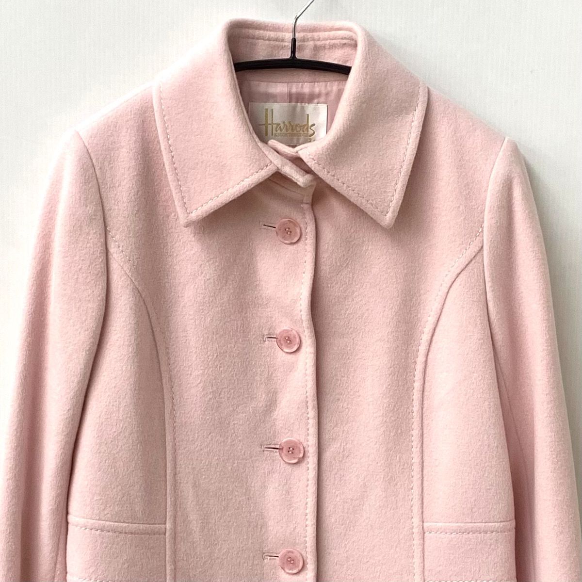 ハロッズエリザElisa ハイツイストリングウールコート ピンク9号