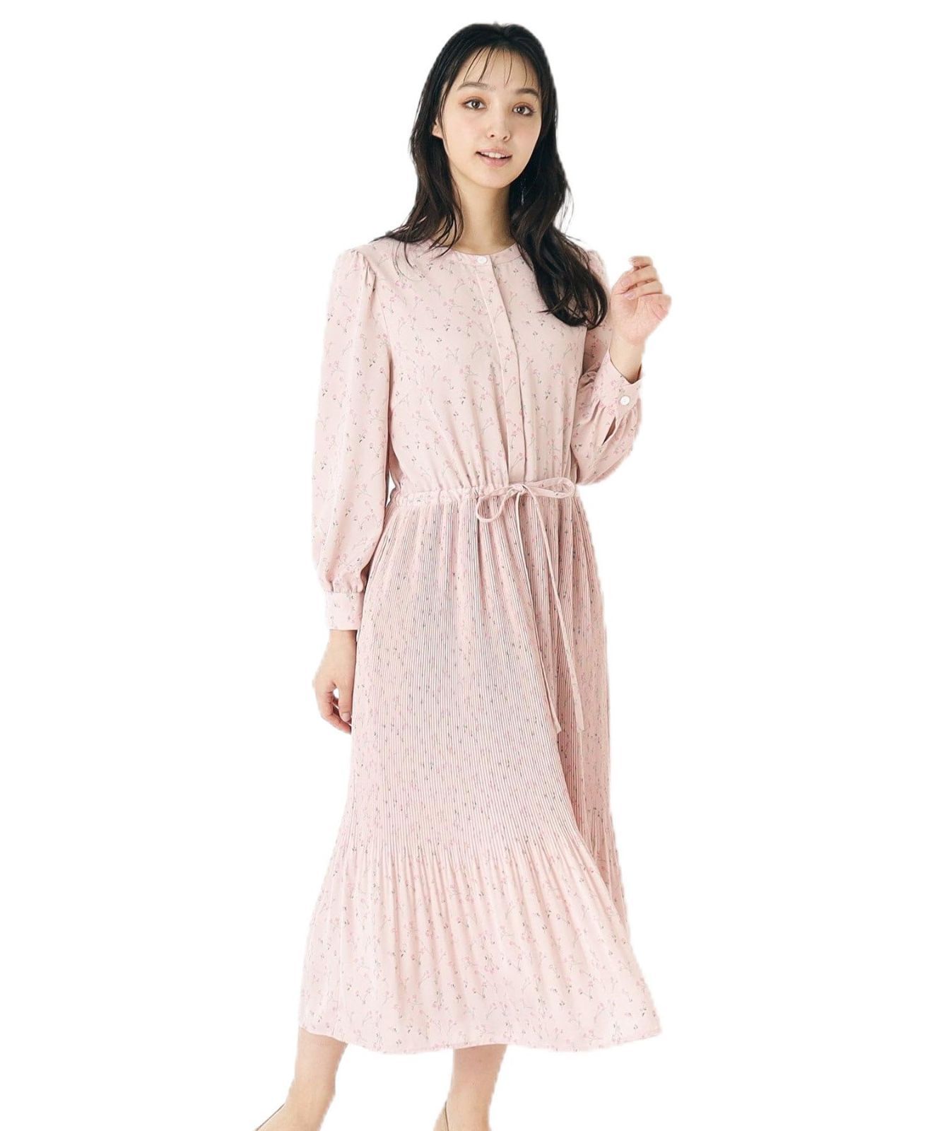 Size L_Color ピンク 172 ローラアシュレイ マキシ ロングワンピース 洗える|ウエストリボン付き|同柄アイテムあり マノーローズ柄ワンピース N9858103 レディース ピンク 172 40 L