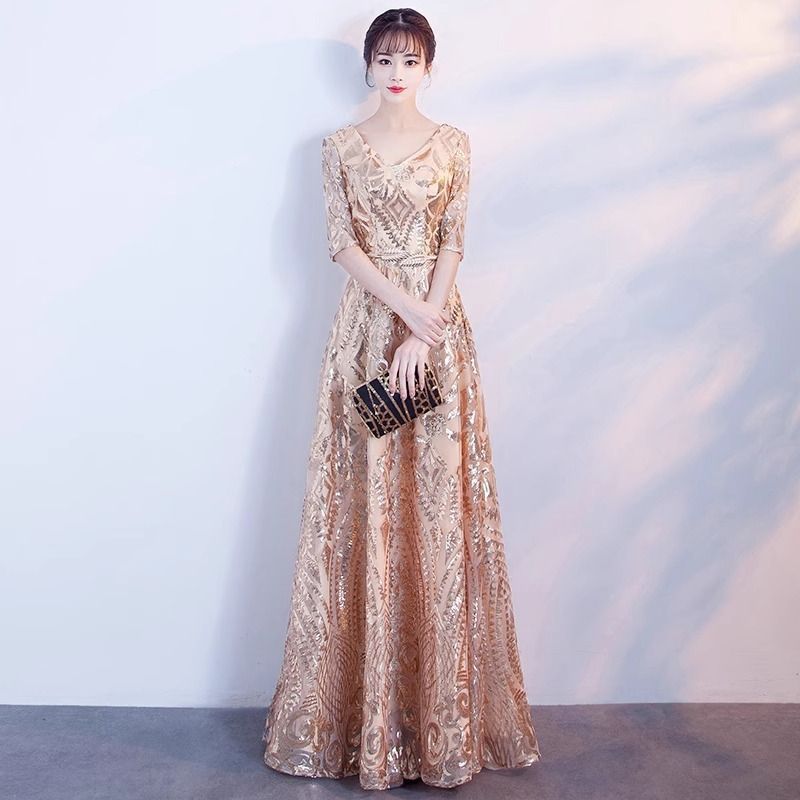 イブニングドレス ロングドレス パーティードレス Vネック 結婚式 ワンピース お呼ばれドレス 春夏 秋冬 ドレス 披露宴 二次会 上品 フォー