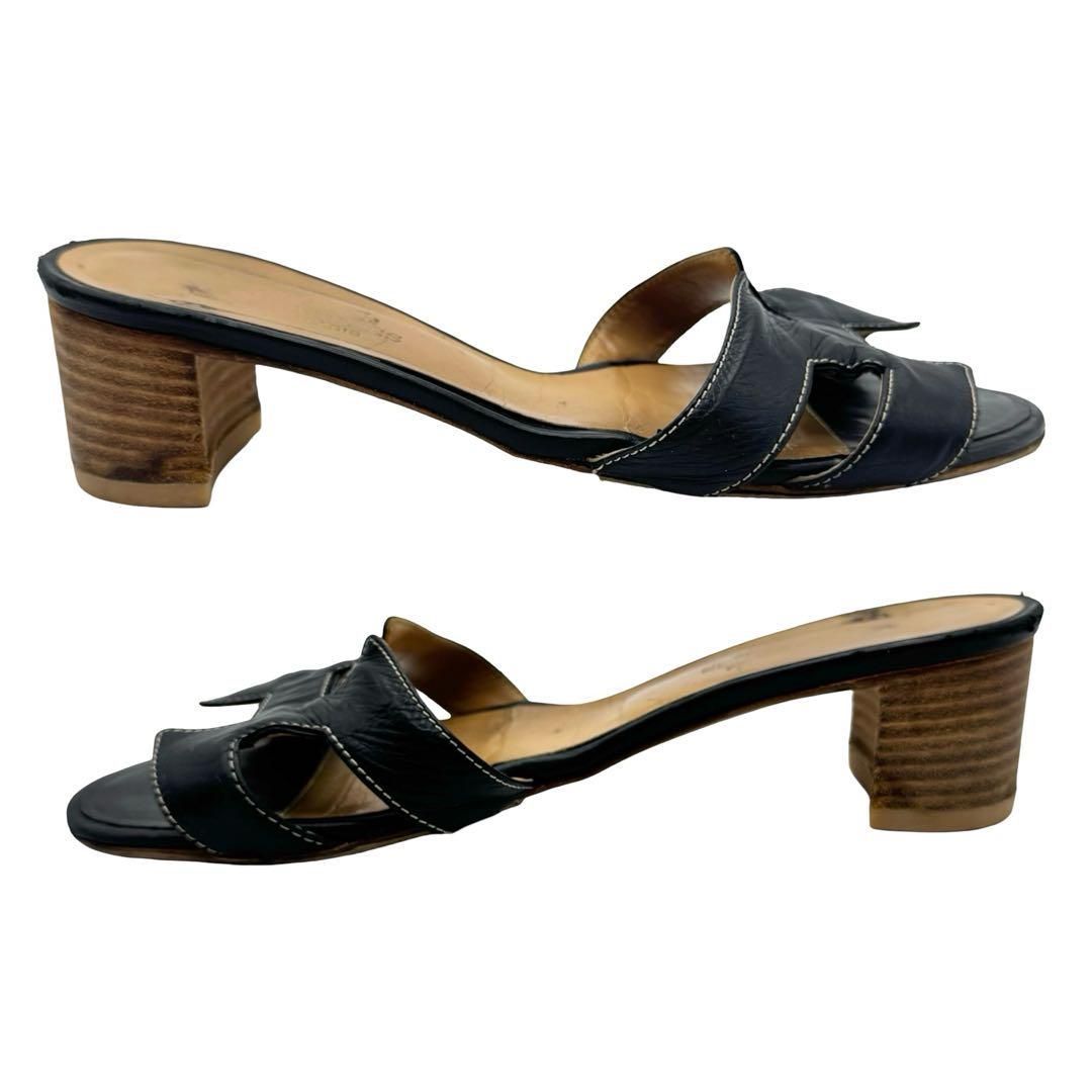 レザー ヒールサンダル