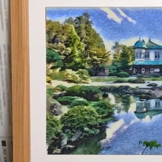 ジブリアート② 借りぐらしのアリエッティより「盛美園」32.7㎝×24.0㎝ ジブリアート②借りぐらしのアリエッティより「盛美園」額装品 額縁