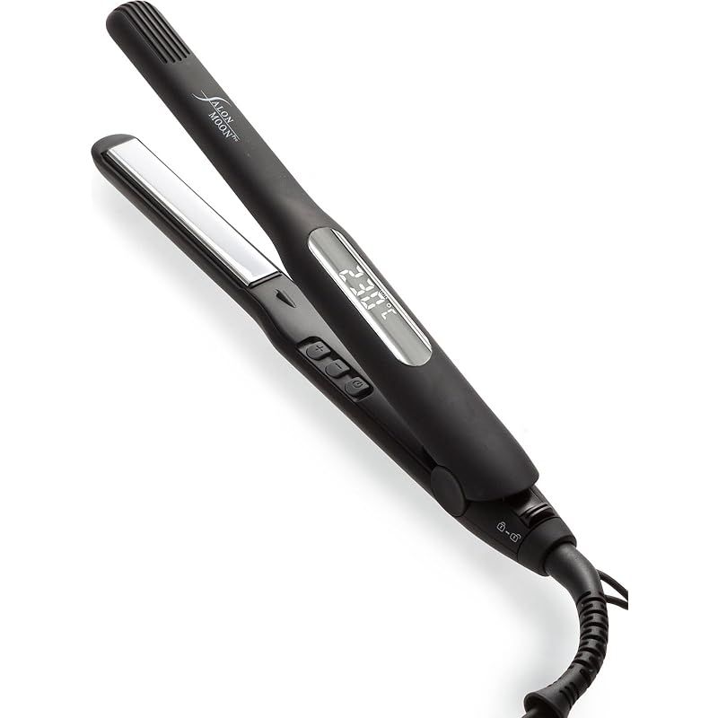 SALONMOON (サロンムーン) ヘアアイロン ストレート コテ 15mm カール もできる 2way メンズ にも ミラーイオン ブラック プロ仕様 230 マイナスイオン発生 海外対応
