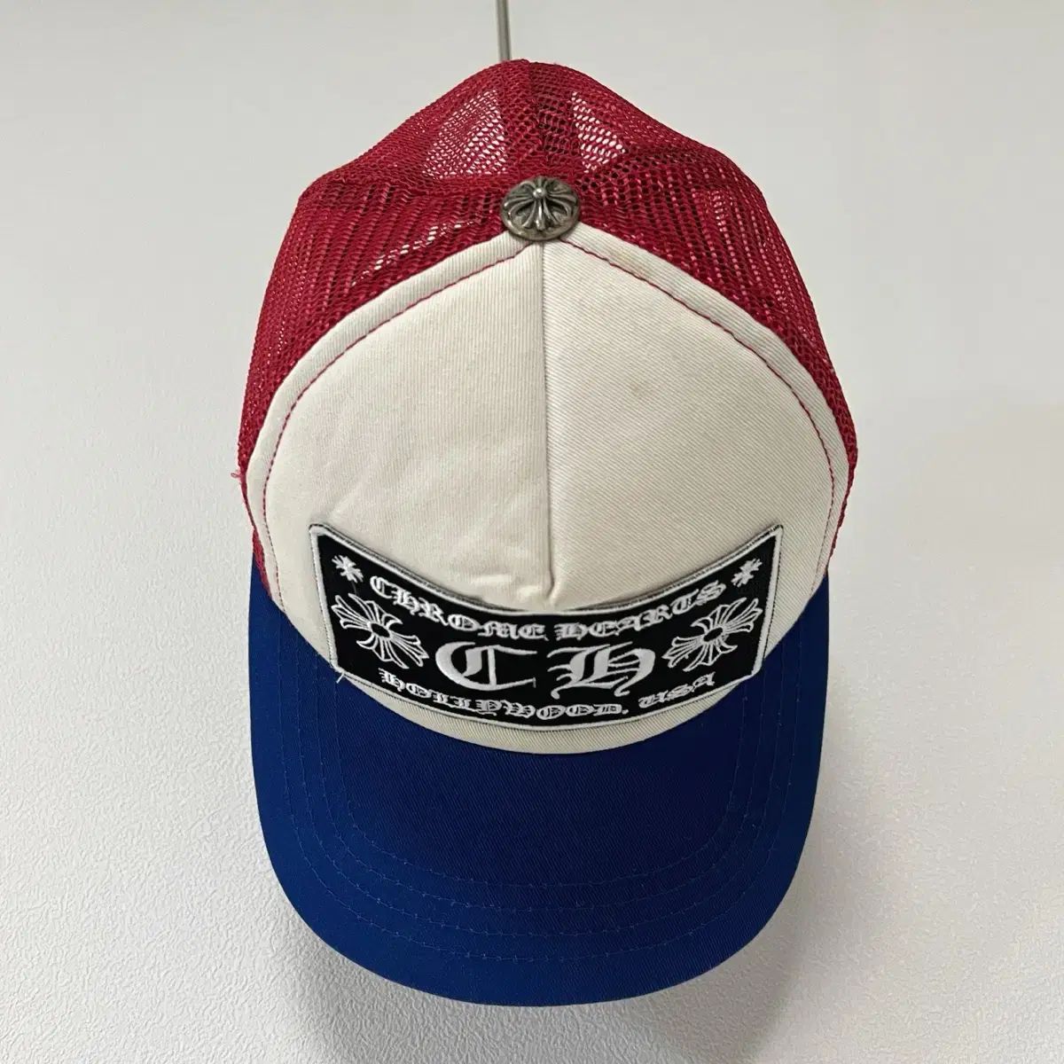 クロムハーツ CH ハリウッド メッシュ トラッカーキャップ ブルー レッド WWW_MORNINGWALKER_COM