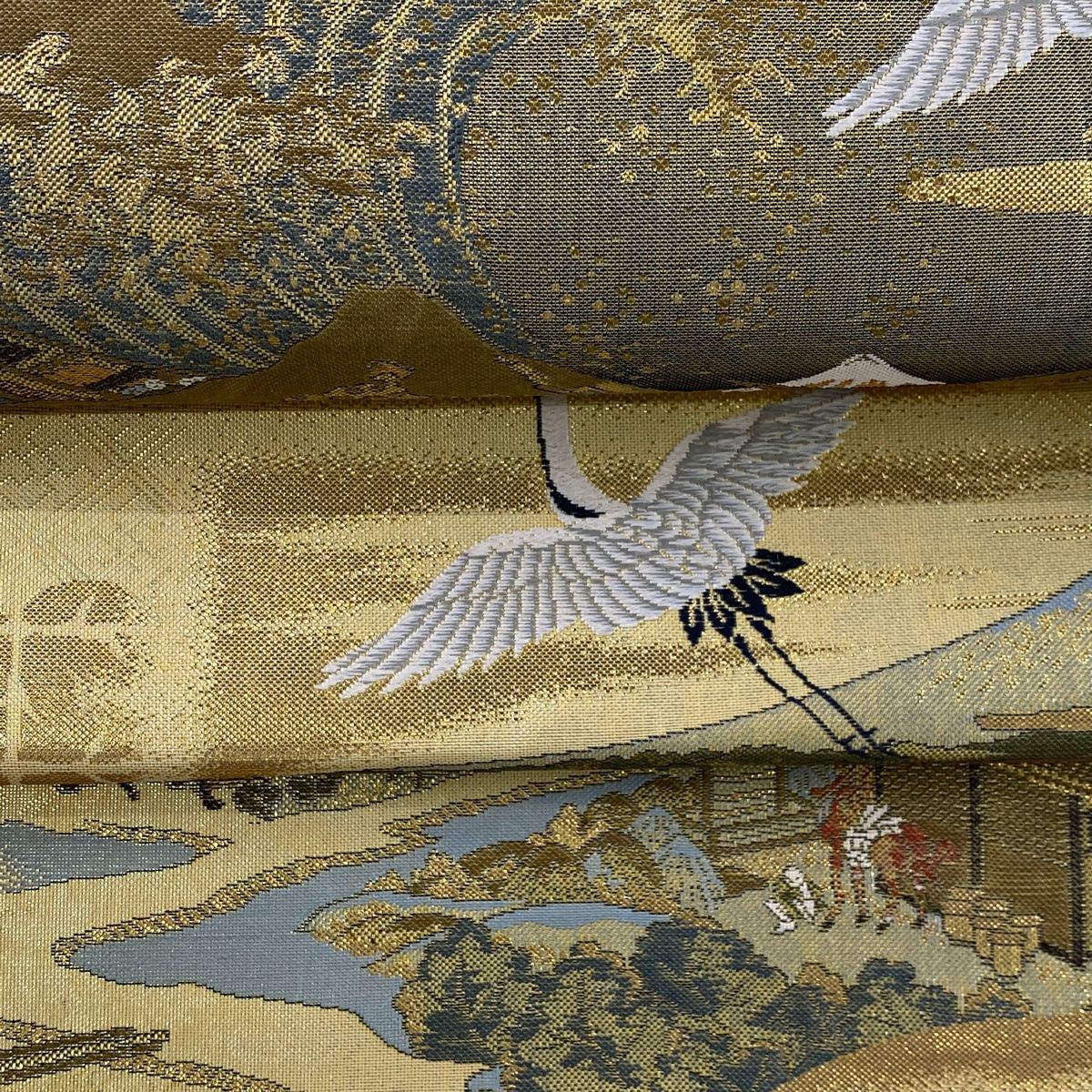 鶴おめでた金刺繍帯-