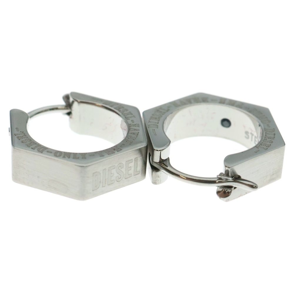 DIESEL ディーゼル ロゴ入り 6角 ステンレススチール製 フープピアス シルバー DX134500DJW 両耳用 WWW_NOITHATQUANGTHANH_NET