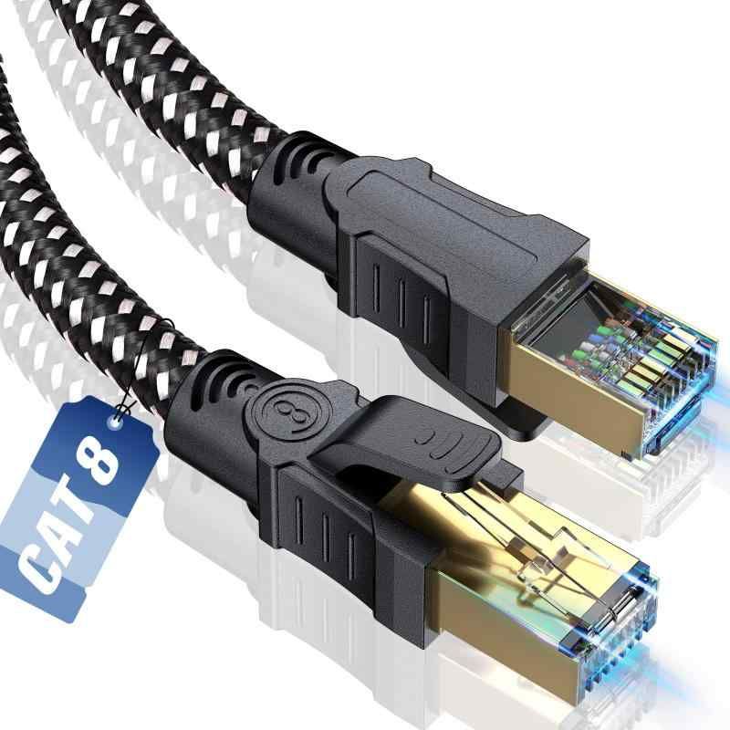 Lanケーブル CAT8，SWECENT 有線lanケーブルカテゴリー8イーサネットケーブル 40Gbps 2000MHz SFTP RJ45 15m 黒