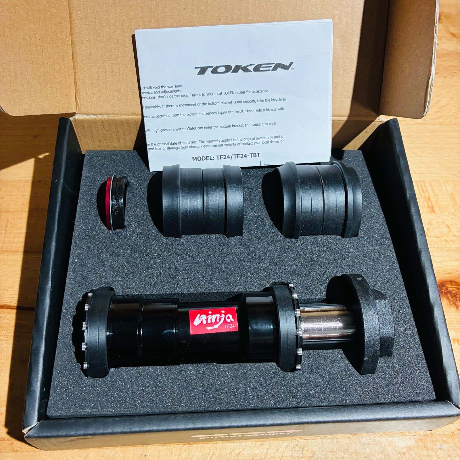 TOKEN TF24 TBT ベアリング BB86|BB92|BB30|PF30 NINJA シマノクランク用 24mm軸 ボトムブラケット 圧入→ネジ式 ホローテックII