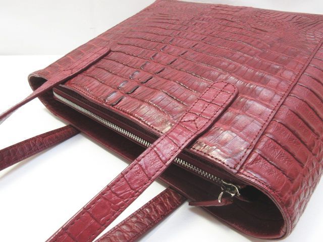 極美品 ロダニア カイマン クロコダイル 本革 コンビ 型押し