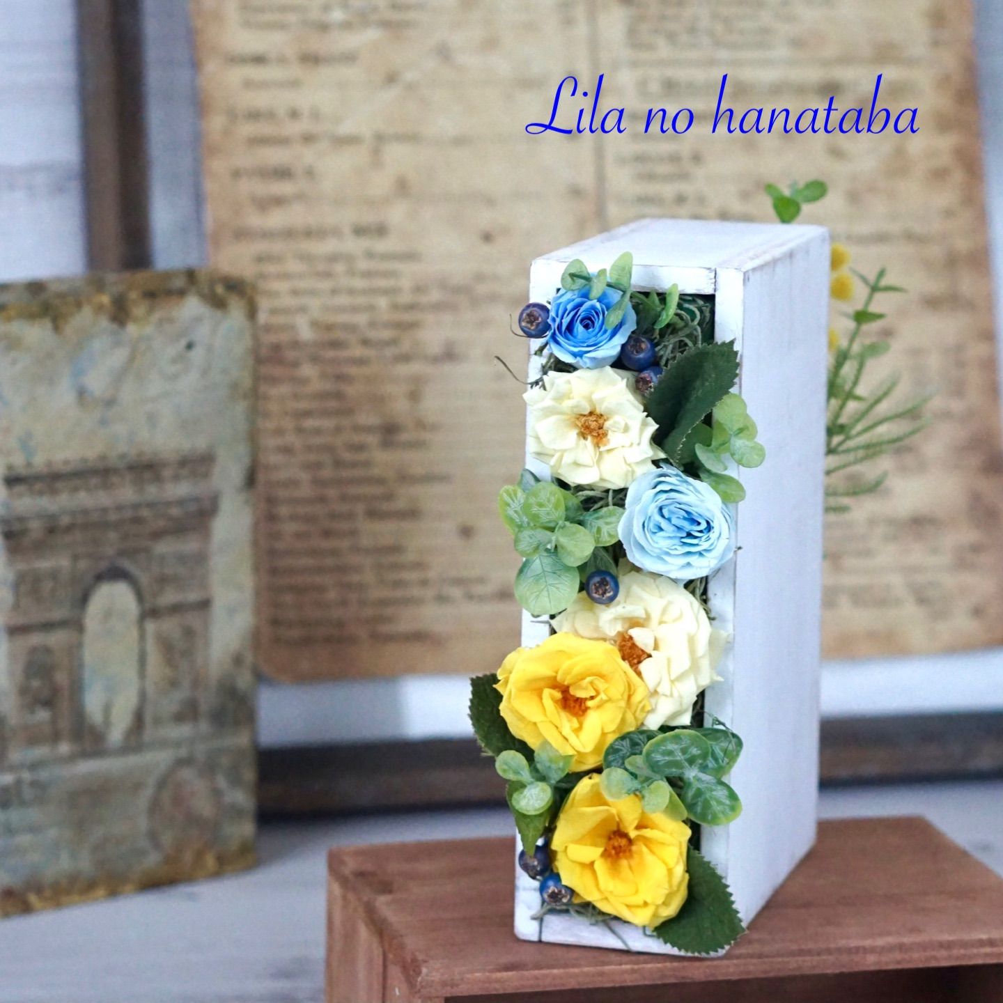 ミモザの花束入り＊ライブラリーBOXアレンジメント - メルカリ