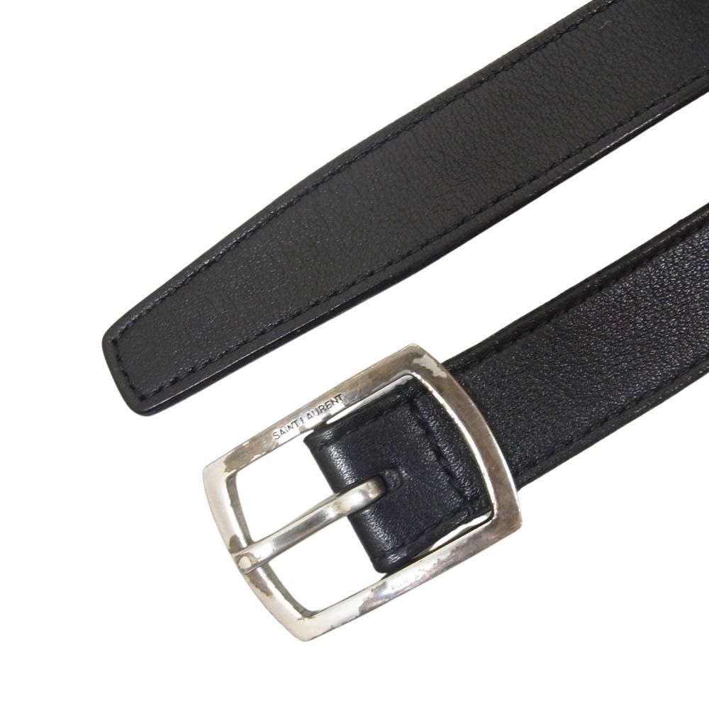 SAINT LAURENT サンローラン GRZ593303 レザー　ベルト SAINT LAURENT サンローラン GRZ593303 ロゴ バックル レザー ナロー
