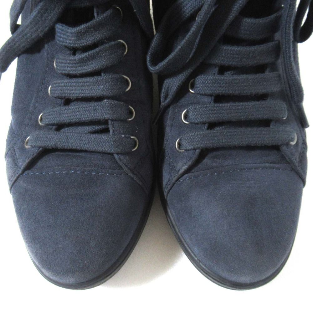 新品　PRADA プラダ　ハイカット スニーカー インヒールスニーカー　ネイビー 美品 PRADA SPORT プラダスポーツ インヒール サイドジップ ハイカット